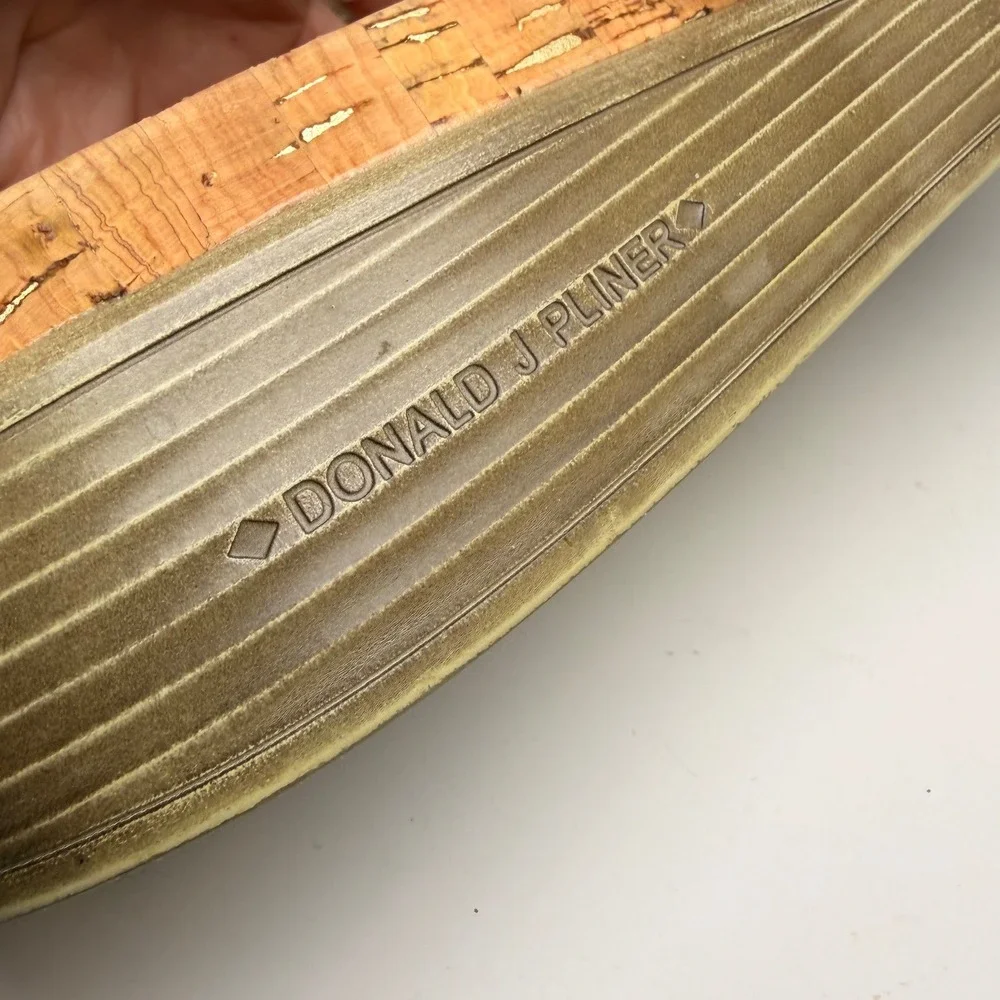 Donald J‎ Pliner Fiji Cork Gold Platform Slide Sandals 8.5